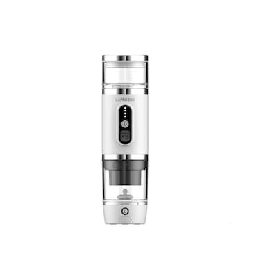 LePresso 4-in-1 Portable Coffee Machine with Milk Frother, 80mL Capacity, 20BAR Pressure, 100W Power, Compatible with Coffee Powder &amp; Capsules, 3-4 Minutes Brewing Time - White