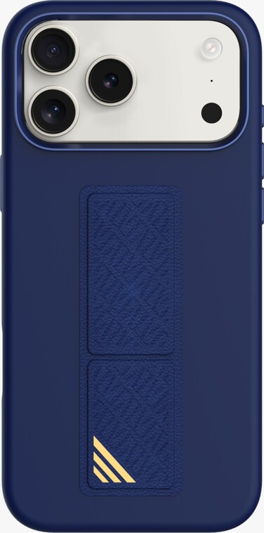 Levelo Morphix Silicone GripStand Case for iPhone 17 Pro , Hands-Free Viewing, Shock-Resistant, Microfiber Lining, Horizontal &amp; Vertical Stand &ndash; Dark Blue
