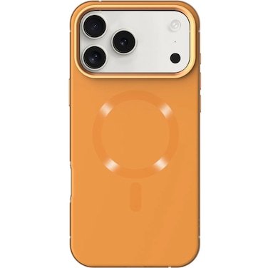 Levelo Opulis MagSafe Frosted Case for iPhone 17 Pro Max, Liquid Silicone Comfort, Anti-Scratch, Aluminum Alloy Frame for Camera &amp; Edges, Anti-Fingerprint, Strong Magnets - Sunrise Orange