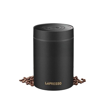 LePresso Vacuum Container with 1800mL Capacity, 304 Stainless Steel, Automatic Vacuum, One-Touch Operation, Leak-Proof Lid, Auto Airtight Food Storage &ndash; Black