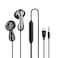 Porodo 3.5mm 3-Button Wired Earphone, Ergonomic Design, Powerful Bass, High-Definition Audio, Type-C Connection, 14.2mm Speaker, 16&Omega; Impedance, 1.2m Wire Length, Black