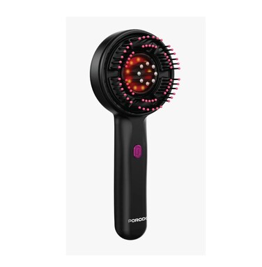Porodo Scalp Massage Comb with Red Light Therapy, 360&deg; Scalp Massage, Type-C Charging, 40 Minutes Working Time - Black