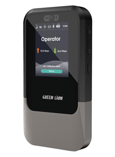 GREEN LION Connect 5G Portable MiFi Router with 2.4" TFT Display / Up to 12 Hours Usage Time / Plug &amp; Play Setup / Nano SIM &amp; eSIM Support / 100m Signal Distance / Automatic Configuration / USB-C Charging Port - Black