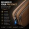 Green Lion Valencia Fingerprint Bag, Smart Fingerprint Lock Storage Bag with 10-User Access, USB-C Charging, Water Resistant PU Leather Travel Organizer, Anti-Theft Security Pouch with LED Indicator Brown