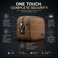 Green Lion Valencia Fingerprint Bag, Smart Fingerprint Lock Storage Bag with 10-User Access, USB-C Charging, Water Resistant PU Leather Travel Organizer, Anti-Theft Security Pouch with LED Indicator Brown