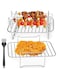 2Pcs Air Fryer Rack, Air Fryer Double Layer Rack, Multi-Purpose Air Fryer Accessories, Stainless Steel Grilling Rack, with 4 Skewers, Dual Air Fryer Rack for Barbecue, Roasting Oven, Air Fryer (B)
