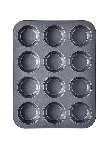 ECVV Cake Bakeware Mould, Carbon Steel Muffin Pan, 12 Cavity Bakeware Non-Stick Cake Baking Pan, Mini Pie Pans, Carbon Steel Muffin Tray, Standard Baking Pan Mold for Oven Baking