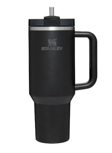 Stainless Steel 40oz Vacuum Insulated H2O Tumbler with Lid and Straw for Water, Iced Tea or Coffee, Smoothie, Black , 40 oz Stainless Steel.