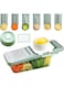 VAODO Vegetable Cutter, 2-in-1 Multifunctional Vegetable Drain and Slicer with Detachable 6 Blades, with Hand Guard and Storage Box