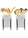 Pgyeb 2 PCS Silverware Holder for Countertop, with Black Metal Frame Kitchen Spoon and Fork Holder, Robust Silverware Caddy 4.7*3.15 inch Black
