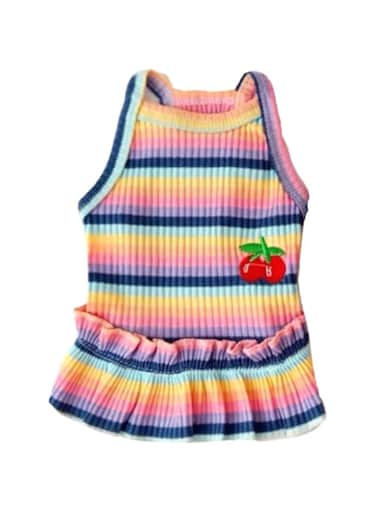 Dog Rainbow Stripe Dress Dog Summer Dress Cat Dress Outfits Soft Breathable Dog Cotton Outfits and Dog Clothes for Dog Girls Puppy Lightweight Pet Dresses (Style1, L)
