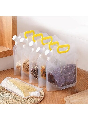 CHIC Multigrain storage bags, grain moisture-proof sealed bag, food storage pouches, airtight packaging baggies, reusable and stand up storage for food, grain, beans, candy, liquid storage, 5pcs (5l)
