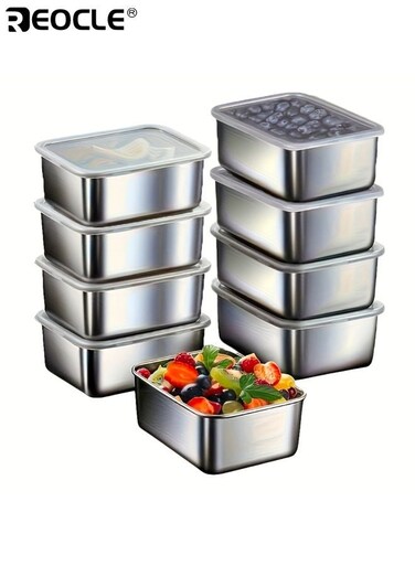 8PCS 720ML Stackable Food Container Set with Stainless Steel Material and BPA Free Design Kitchen Storage Organizers with Dishwasher Safe Feature for Pantry Kitchen Use