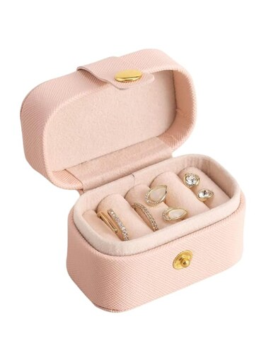 Small Jewelry Ring Box Travel Jewelry Ring Storage Case for Earrings Rings Organizer (Pink, One size)