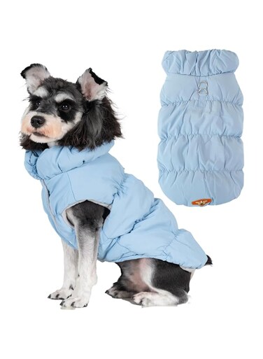 KASTWAVE Waterproof Warm Winter Pet Jacket, for Small to Medium Dogs and Cats, Windproof Snowsuit, with Integrated Harness, Ideal for Cold Weather, (Blue, Size M)
