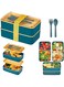 Lunch Bento Box for kids Premium 2 Tier 4 Compartments 1460ml tiffin reusable containers divider sandwich food salad prep for boys girls toddler adults snack set for work school office men women gift