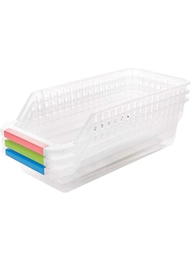 Beauenty Refrigerator Organizer Bins, 2pack Retractable Fridge Drawer Organizer Basket, Vertical Space-Saving Container Storage Rack (2 Pieces, 13.2 x 30 x 8.5cm) (2)