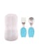 Giggles BrainGiggles Cutlery Set with Case Stainless Steel Feeding Spoons for Babies with Silicone Handles Kids Cutlery Set with Case -Blue