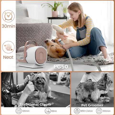 AIRROBO PG50 5 in 1 Pet Grooming Kit with Vacuum 11000Pa Suction Power Large 2.5L Dust Cup Multifunctional Grooming Tools and Advanced Filtration System