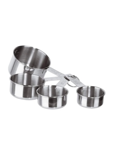 World Cuisine 4-Piece Stainless Steel Measuring Cup Set Silver