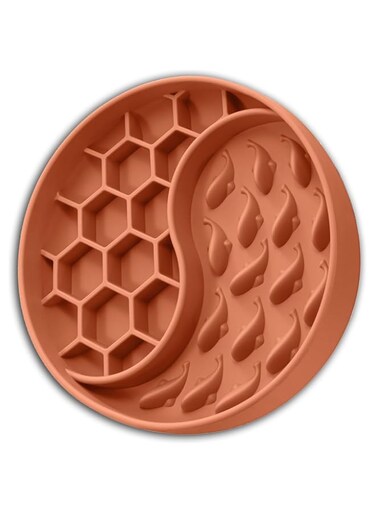 Duomama Orange Slow Feeder Dog Bowl with Suction Cups   Non-Slip Silicone Pet Food Bowl   Anxiety Relief, Fun Added   Reduce Eating Speed for Fast Eaters