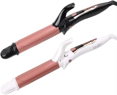 PrecisionWare Enzo EN-9107 25 MM 2-in-1 Hair Curler And Straightener, Professional 2-in-1 Hair Styling Tool With Adjustable Temperature Settings-Intl Version (Black)