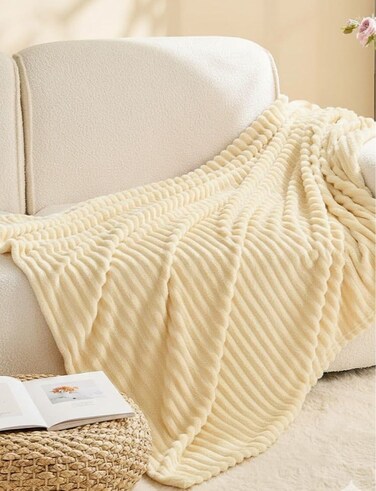 G H Striped Flannel Fleece Blanket Plush Throw Blanket Super Soft Blanket King Size(220x240) For Bed and Sofas Luxurious Warm and Comfortable