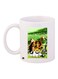 Animals Cartoon Printed Coffee Mug White/Brown/Green 11ounce