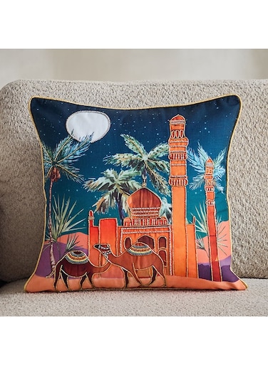 Box Arabian Night Camel Cushion - Blue Gold - 45x45cm