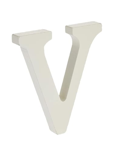 Rosymoment Alphabet V Wooden Decorative Wall Letter for Children's Bedroom Decor, 18 cm Length, White (Letter V)