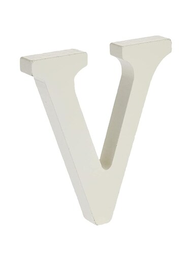 Rosymoment Alphabet V Wooden Decorative Wall Letter for Children's Bedroom Decor, 18 cm Length, White (Letter V)