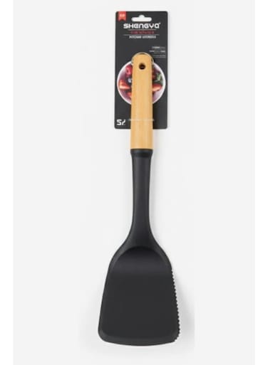 Non-Stick Silicone Turner with Wooden Handle &acirc;&euro;&ldquo; Flexible, Heat-Resistant Cooking Spatula (34 cm)