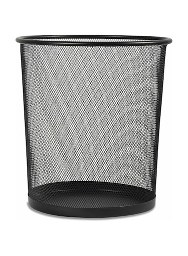 FIS&reg; Metal Waste Basket or Trash Bin, Size: 240x240x330mm, Round Shape, Wire Mesh Design, 1 Piece, Black Color-FSWA103BK