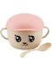 Shallow Kids Wheat Straw Bowl With Lid and spoon-Pink