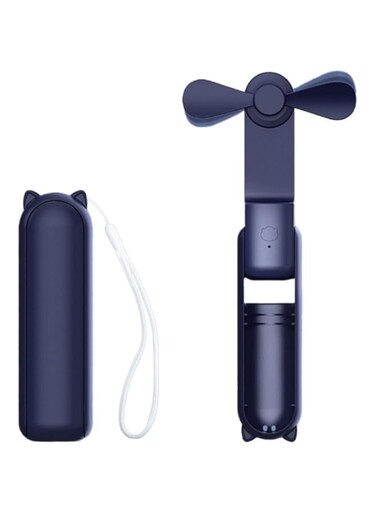 JZS Handheld Mini Fan, Portable USB Rechargeable Small Pocket Fan Folding Personal Fan with Power Bank Flashlight for Summer Travel Outdoor, 3 Speeds,for Women Men Kids(Blue)