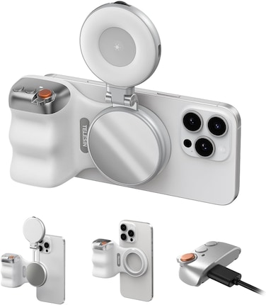 TELESIN Fun Short Grip-2 + Telesin Magnetic Selfie Light Bundle. Designed for creators, vloggers, and everyday users