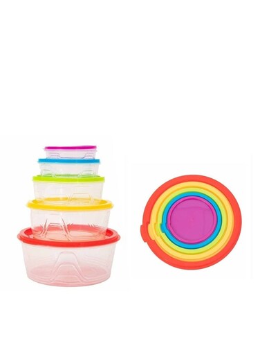 Food Storage Container with Airtight Lids 5 Piece Plastic Stackable Tupperware Box for Leftovers lunch box meal prep containers Round