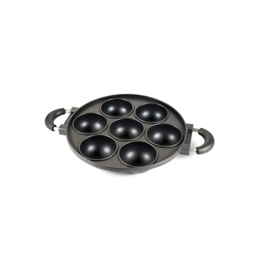 Non-Stick Pancake Pan with Glass Lid, Less Oil Cookware, Dual Handle Design, Black