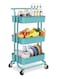 3-Tier Metal Rolling Utility Cart,Craft Art Cart,with 2 Lockable Wheels Storage Organizer Shelf for Kitchen, Bedroom, Bathroom, Office, Living Room