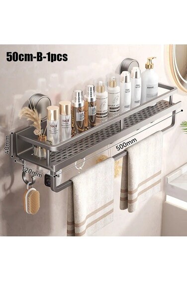 Bathroom Shelves Suction Storage Rack Organizer 50cm