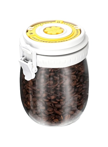 Airtight Glass Jars for Coffee Cereal Storage, Wide Mouth Glass Pickle Jar with One-way Venting Lid, Ideal for Canning, Fermenting, Pickling, 25 Fluid Ounce, White