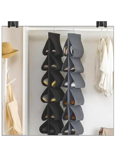 Hanging Shoe Organiser, 117 x 32 cm, Storage With 12 Pockets, System for the Door, Rack for Shoe Storage (Grey)