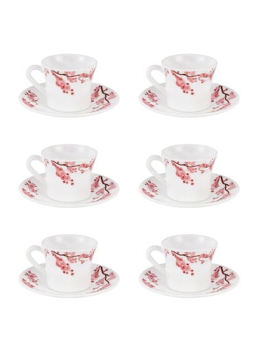 12 Piece Opalware Cup and Saucer Set- DC3402