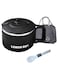 Stainless Steel Lunch Box for Kid School, Insulated Bento Lunch Box, Lunch Containers with Lids Foldable Handle, Leakproof   BFA Free   Dishwasher Safe (Round Black)