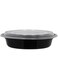 Packwell Black Base Round Shaped Microwave Container with Clear Lid 150-Pieces, 48 oz Capacity, Black/Clear