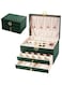 BSJIASHIWEI Jewelry Box,3 Layer Jewellery Organizer for Women Girls,Jewellery Storage Case with Lock and Removable Tray，for Necklace, Earrings, Bracelets, Rings (Green)