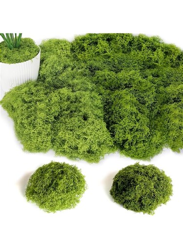 OSHIMA 100g Artificial Moss for Potted Plants, Fake Grass Faux Garden, False Moss Decor, DIY Green Artificial Moss Artificial Moss for Crafts Craft Moss for Wall Moss Filamentous Decor for Parties