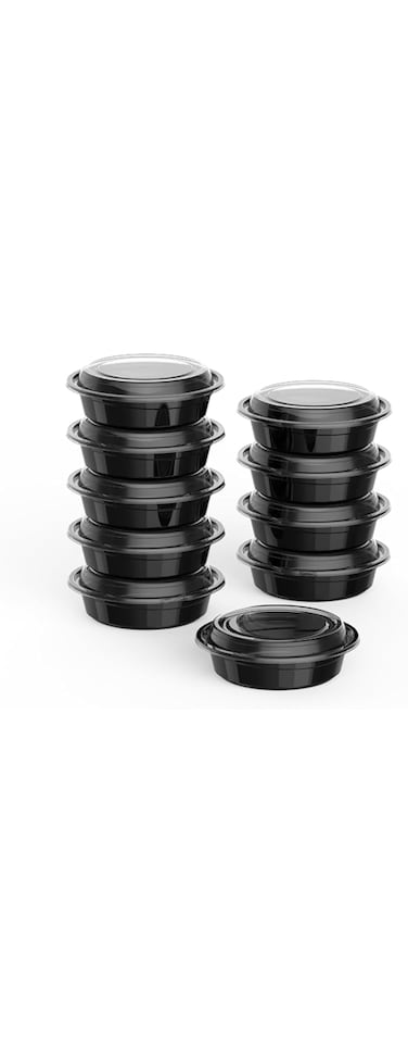 Cosmoplast 475 ml Pack of 10 RO16 Black Microwave Containers with Clear Lids