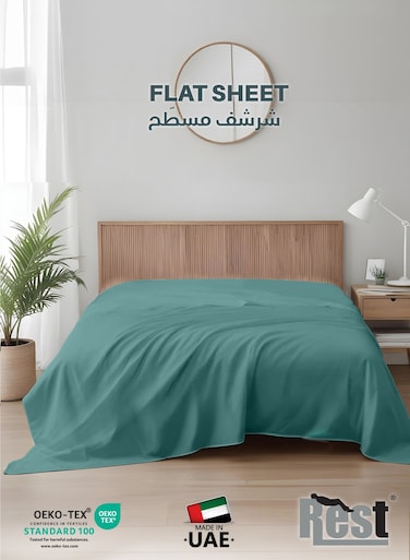 Flat Bedsheet 160x220cm Plush Teal Breathable Machine Washbale Bedsheet Extra Soft Easy Fit Highly Breathable Bedding &amp; Linen Cover