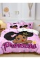 Home Single Size 4 Pieces: 1 Duvet cover - (160*210cm); 1 Fitted sheet (100*200+30cm); 2 Pillow cases - (50*75cm), In A Lovely Pink Color Featuring A Princess Design.